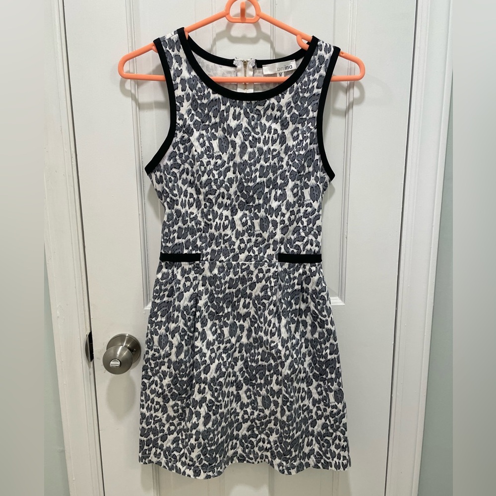Black and White Animal Print Mini Dress